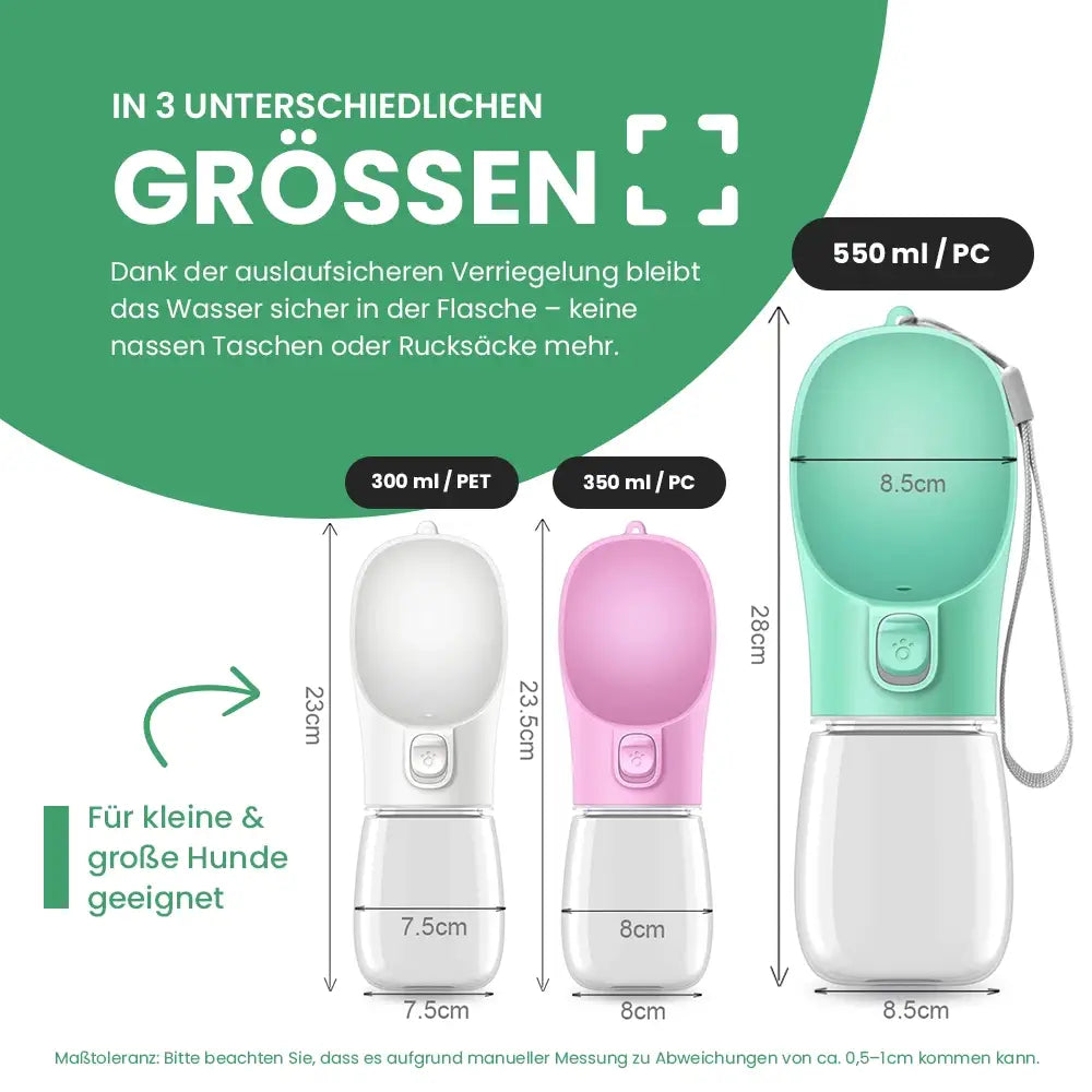 Stylische Hundetrinkflasche für unterwegs
